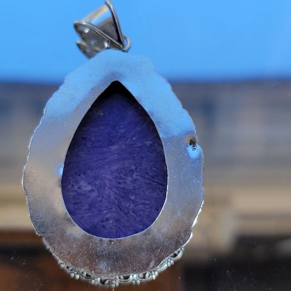 Sterling Silver Purple Stone Pendant with 20-Inch Chain - Picture 2 of 10